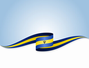 Barbados flag wavy abstract background. Vector illustration.