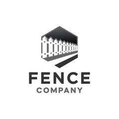 fence logo with hexagon shape combination
