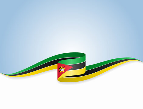 Mozambique flag wavy abstract background. Vector illustration.