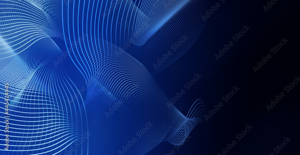 Wall mural abstract ai digital background with weave line art, big data stream visualization. high speed techno