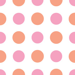 Retro Orange and Pink Polka Dot Seamless Pattern Background Print