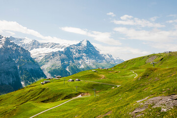 Grindelwald, Eiger, Eigernordwand, Schreckhorn, Kleine Scheidegg, Lauberhorn, Grosse Scheidegg, Bergstrasse, Wanderweg, First, Schreckfeld, Berner Oberland, Alpen, Sommer, Schweiz