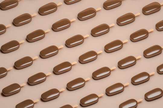 Chocolate ice cream background in parallel lines