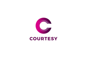 Letter c pink color 3d creative business logo design      