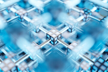 Three dimensional pattern of interconnected cubes forming computer network