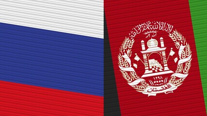 Afghanistan and Russia Two Half Flags Together Fabric Texture Illustration
