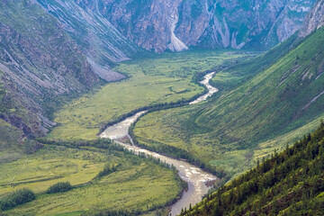 Fototapeta premium landscape with mountains and river