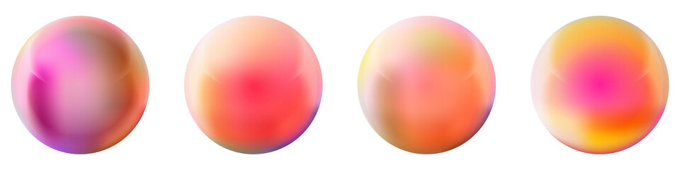 Set with glass colorful balls. Glossy realistic ball, 3D abstract vector illustration highlighted on a white background. Big metal bubble with shadow