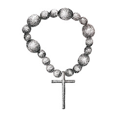 Vector sketch .Religious and praying symbols.Hand drawn vintage drawing .