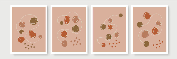 Trendy set of abstract creative minimal artistic hand painted compositions. Creative minimalist hand painted Abstract art background with watercolor stain and Hand Drawn doodle Scribble Circle