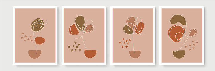 Trendy set of abstract creative minimal artistic hand painted compositions. Creative minimalist hand painted Abstract art background with watercolor stain and Hand Drawn doodle Scribble Circle