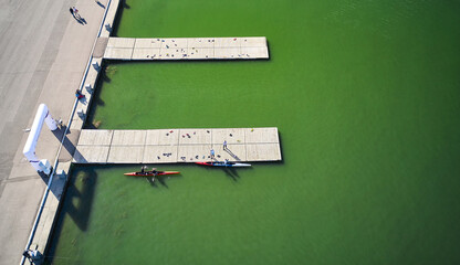 The pier of rowing canal on the river