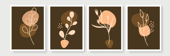 Social media stories, posts, highlights templates. Abstract floral vector backgrounds with copy space for text