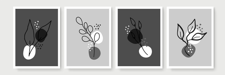 Social media stories, posts, highlights templates. Abstract floral vector backgrounds with copy space for text