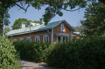 Fototapeta na wymiar Old summer house in the district town Vaxholm in the archipelago of Stockholm
