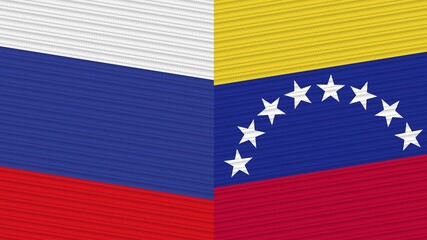 Venezuela and Russia Two Half Flags Together Fabric Texture Illustration