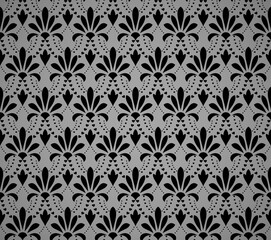 Flower geometric pattern. Seamless vector background. Black and gray ornament