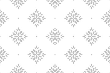 Flower geometric pattern. Seamless vector background. White and gray ornament.
