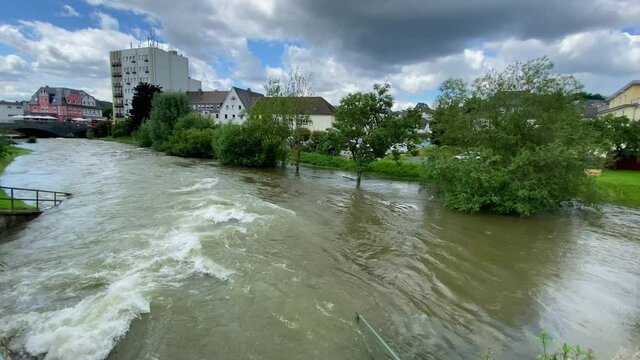 Flood of the river Ruhr after prolonged rain in summer 2021