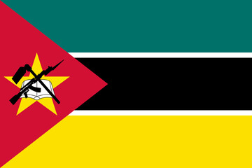Flag of Mozambique. Official colors. Correct proportion - obrazy, fototapety, plakaty