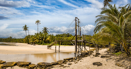 Wooden bridge at Bang Bao beach in Koh Kood island, Trat, Thailand
