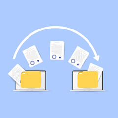 Transferring files between computers isolated on white background , illustration Vector EPS 10