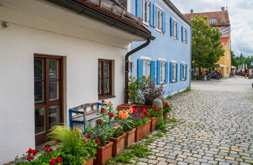 Historische Reihenhäuser an der Salzgasse in der Altstadt von Landsberg am Lech