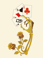 Skeleton hand tattoo playing card old school tattoo design 올드스쿨 타투 도안 건대타투
