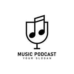 Music Podcast Logo with Line Art Style