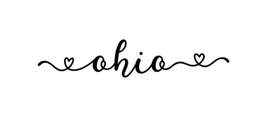 Hand sketched OHIO text. Script lettering for poster, sticker, flyer, header, card, clothing, wear