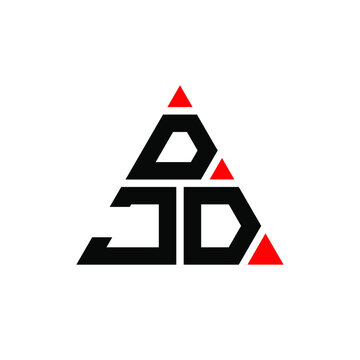 DJD triangle letter logo design with triangle shape. DJD triangle logo design monogram. DJD triangle vector logo template with red color. DJD triangular logo Simple, Elegant, and Luxurious Logo. DJD 
