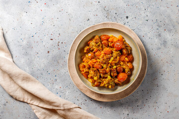 A traditional meal of Azerbaijan Qara for plov.