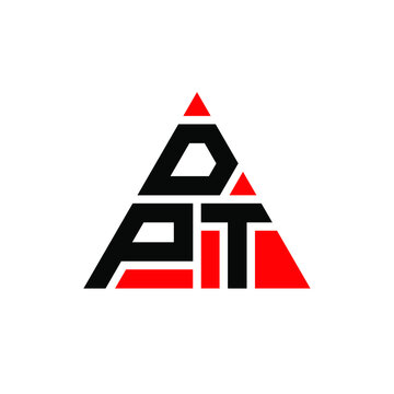 DPT triangle letter logo design with triangle shape. DPT triangle logo design monogram. DPT triangle vector logo template with red color. DPT triangular logo Simple, Elegant, and Luxurious Logo. DPT  