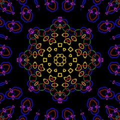 Mandala pattern design with black background.
