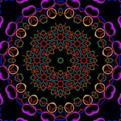 Mandala pattern design with black background.