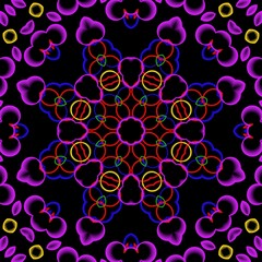 Mandala pattern design with black background.