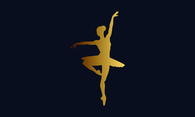 Fototapeta na wymiar Ballerina vector silhouette illustration, Dancing girl, luxury, Modern Design 