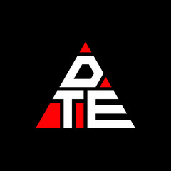 DTE triangle letter logo design with triangle shape. DTE triangle logo design monogram. DTE triangle vector logo template with red color. DTE triangular logo Simple, Elegant, and Luxurious Logo. DTE 