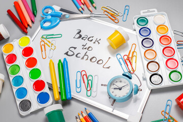 Back to school concept with school supplies.