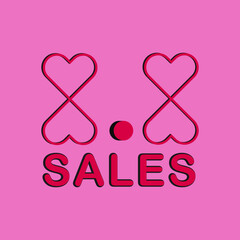 A vector and abstract picture of 8.8 sales in love shape on pink background. Single digit day sales with better offer to give