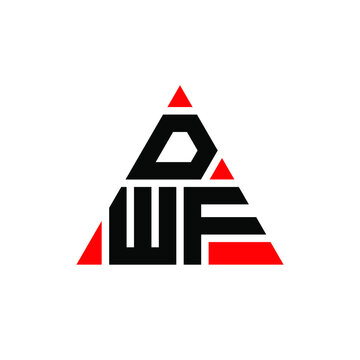 DWF triangle letter logo design with triangle shape. DWF triangle logo design monogram. DWF triangle vector logo template with red color. DWF triangular logo Simple, Elegant, and Luxurious Logo. DWF 