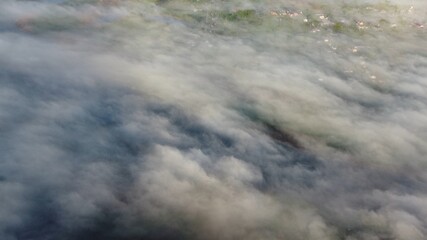 water flowing into the fog