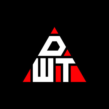 DWT triangle letter logo design with triangle shape. DWT triangle logo design monogram. DWT triangle vector logo template with red color. DWT triangular logo Simple, Elegant, and Luxurious Logo. DWT 