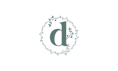 Letter D Minimalist Floral logo design template