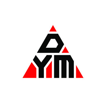 DYM triangle letter logo design with triangle shape. DYM triangle logo design monogram. DYM triangle vector logo template with red color. DYM triangular logo Simple, Elegant, and Luxurious Logo. DYM 