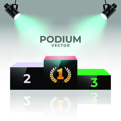 Black Podium with spotlight.Black Winner Pedestal.Black Winner stage