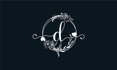 Letter D Minimalist Floral logo design template
