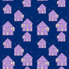 seamless pattern with houses