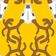 Deer skull pattern seamless. Moose skeleton head background. vector texture