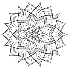 Seamless floral ornament element. Mandala. Ethnic motives. Coloring page. Vector illustration isolated on white background.